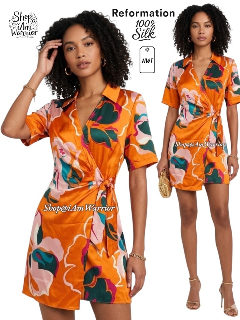 Reformation NWT silk tropical floral print silk wrap minidress *shop@iamwarrior